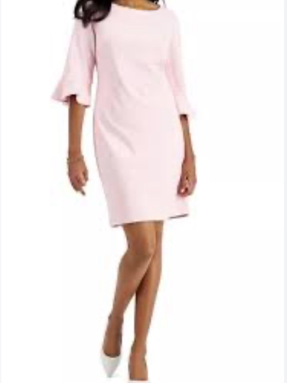 Women's Light Pink Bell-Sleeve Sheath Dress